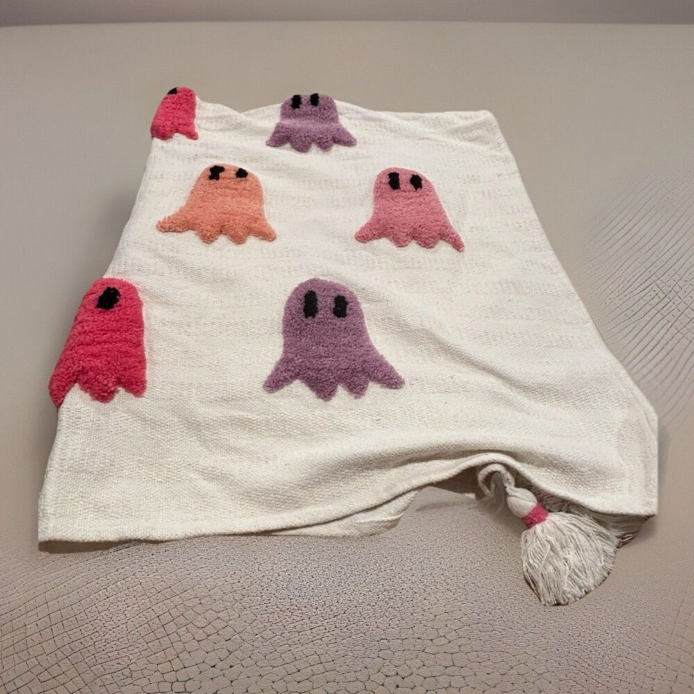 Rachel Zoe Multicolored Tufted Ghost Throw Blanket With Tassels 53 “ X  63”